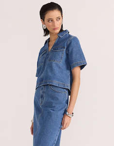 Womenswear: STAPLE THE LABEL Alden Crop Denim Shirt