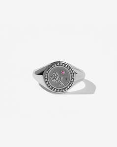 Amulet Love Signet Ring - Sterling Silver - Pink Sapphire