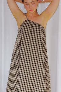 Arcadia Dress - Black/Beige Check