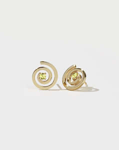 Spiral Studs Set - Gold Plate with Peridot