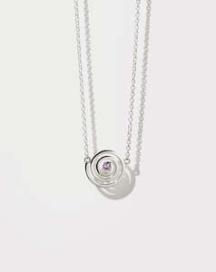 Spiral Necklace Set - Sterling Silver with Amethyst