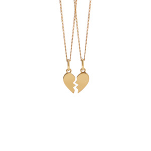 Broken Heart Charm Necklaces - Gold Plated