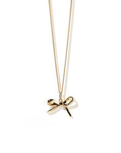 Bow Charm Necklace - Gold Plate