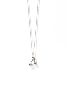 Necklaces: Cherry  Charm Necklace - Sterling Silver