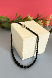 Necklaces: Jet Bead Graduating Necklace - 45cm