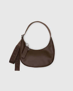 Full Price: Small Recycled Leather Crescent Bag - Brown