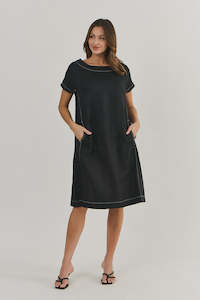 Linen dress, black