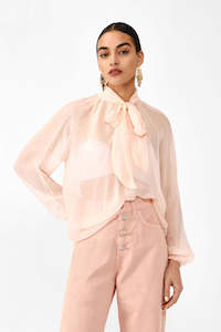 Clothing: Tie neck blouse