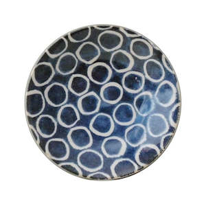 Blue Pattern Large Dinner Plate White Circle