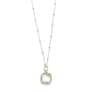 Square Green Amethyst Necklace Silver