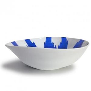 By Designer Plates Bowls: Ikat Blue Wide Salad Bowl