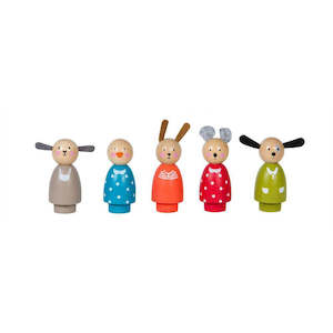 Five Assorted Wooden Characters