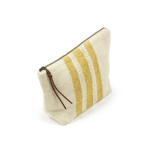 Cosmetic Wash Bags: Mustard Stripe Pouch