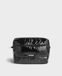 Cosmetic Wash Bags: Black Glossy Toiletry Bag