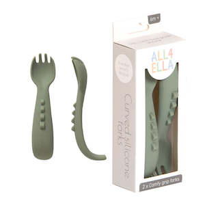 Baby wear: Comfy Grip Silicone Forks 2pk - Olive