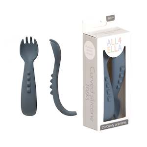 Comfy Grip Silicone Forks 2pk - Slate Blue