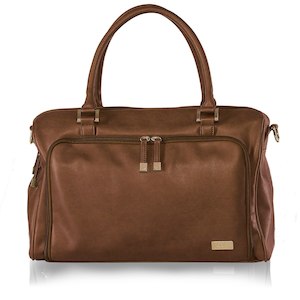 Double Zip Satchel Nappy Bag - Redwood Chestnut