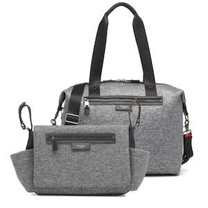 Stevie Luxe Nappy Bag (Grey Scuba) + Stroller Organiser Bundle