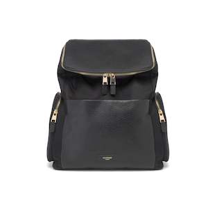 Baby wear: Alyssa Leather Black Nappy Bag with Gold Hardware