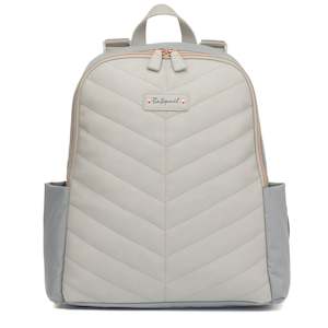 Baby wear: Gabby Backpack Nappy Bag with Vegan Faux Leather - Pale Grey