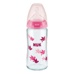 Baby wear: First Choice Plus Glass Baby Bottle Temp. Control - 240ml - Pink