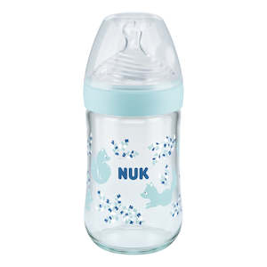 Nature Sense Glass Baby Bottle - 240ml - Blue