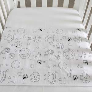 Baby wear: Brolly Sheet with Wings - Cot - Space Galaxy