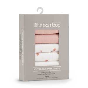 Baby wear: Muslin Wash Cloth 6pk - Dusty Rose