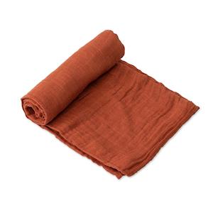 Single Cotton Muslin Swaddle - Rust