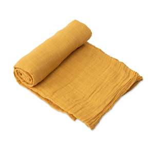 Single Cotton Muslin Swaddle - Mustard