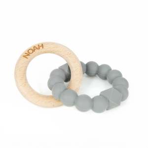 Baby wear: Personalised Moon Teether - Grey