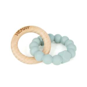 Baby wear: Personalised Moon Teether - Sage Green