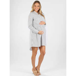 Iris Maternity & Nursing Dress - Navy Stripes (Small)