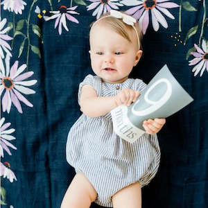 Muslin Photo Blanket & Milestone Set - Dark Cornflower