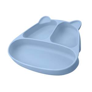 Panda Silicone Suction Dinner Plate - Light Blue