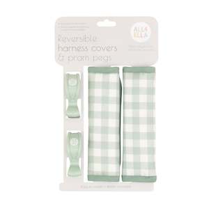 Harness Covers & Pram Pegs - Gingham Sage