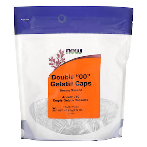 Accessories: Now Foods, Empty Capsules, Gelatin, Double "00", 750 Gel Capsules