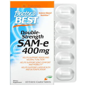 Doctor's Best, Double Strength SAMe 400mg, 60 Tabs