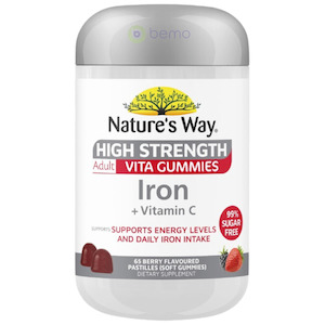 Nature's Way, Adult Vita Gummies High Strength Iron + Vitamin C, 65's