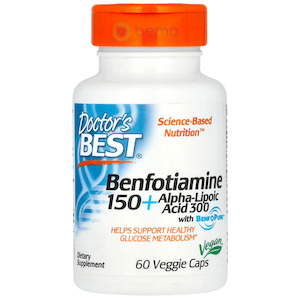 Doctor's Best, Benfotiamine 150 + Alpha-Lipoic Acid 300, 60 Veggie Caps