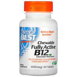 Doctor's Best, Chewable Fully Active B12, Chocolate Mint, 1000 mcg, 60 Tablets