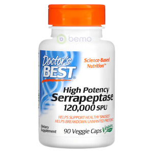 Doctor's Best, Serrapeptase, High Potency, 120,000 SPU, 90 VCaps