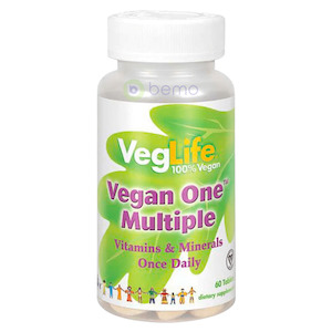 VegLife, Vegan One Multivitamin + Multimineral, 60 Tablets