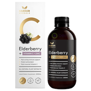 Harker Herbals, Vitamin C + Elderberry + Zinc, 200ml