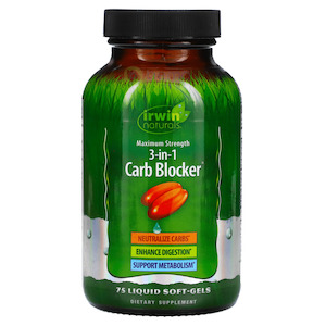 Irwin Naturals, 3-in-1 Carb Blocker, 75 Soft Gels