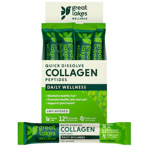 Collagen: Great Lakes, Collagen Peptides, Quick Dissolve, 20 Stick Box