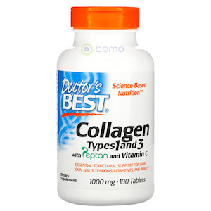 Doctor's Best, Collagen Types 1 and 3 with Peptan & Vitamin C, 1000mg, 180 Tabs