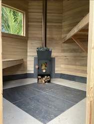 Large sauna fireplace