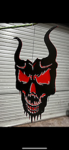 Double Layered Metal Art: Infernal Duality demon skull