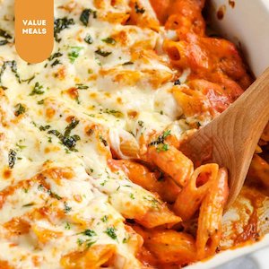 Pre-prepared meals: Value - Creamy Tomato Pasta Bake 400gr